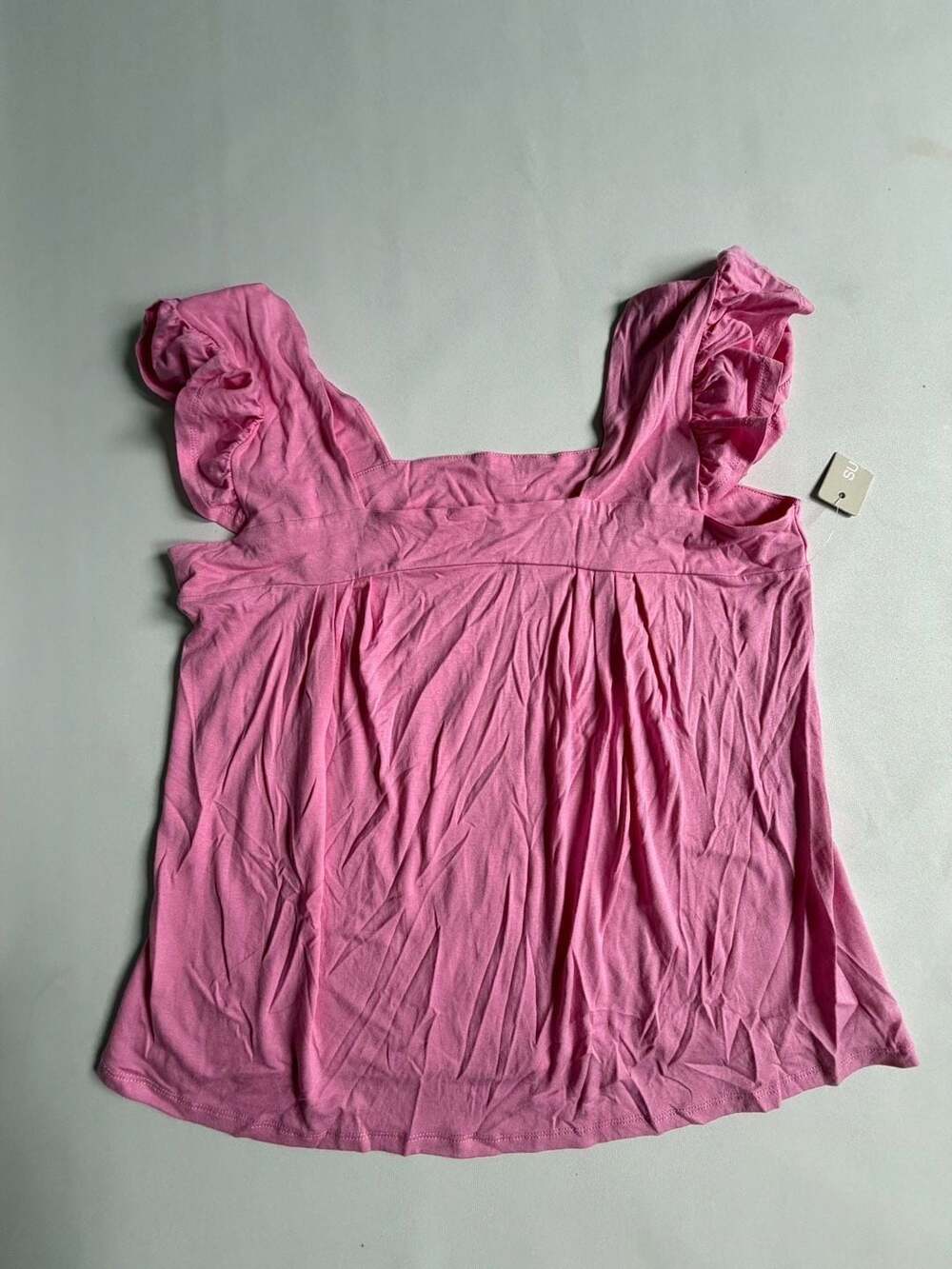 Sunny Leigh Pink Ruffle Sleeve Square Neck Babydoll Top S